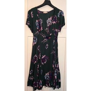 Altard State Womens Wrap Dress Multicolor Floral Flowy Short Sleeve L